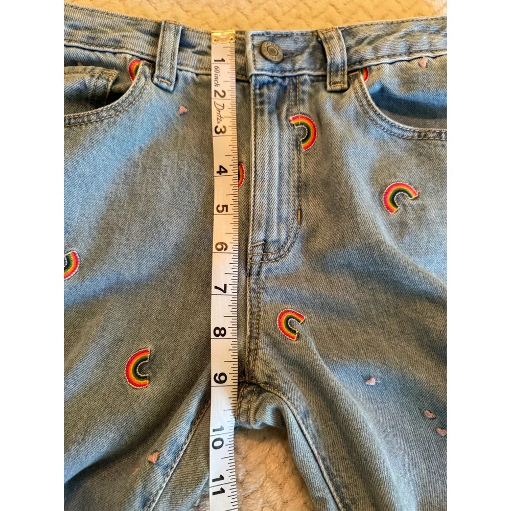Gap Kids Girls Light Wash Rainbow Embroidered Girlfriend Jeans Size 12 Regular